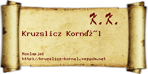 Kruzslicz Kornél névjegykártya